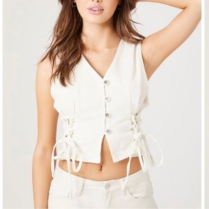 Lace-Up Cropped Vest